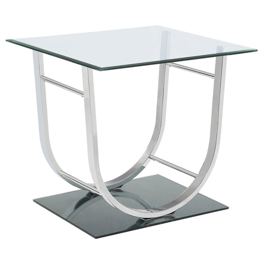 Danville Rectangular U-Shaped Glass Top Side End Table Chrome