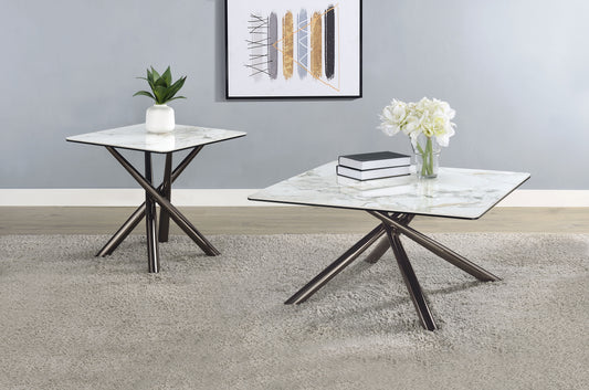 Carvell 2-piece Square Coffee and End Table Set Mirage White