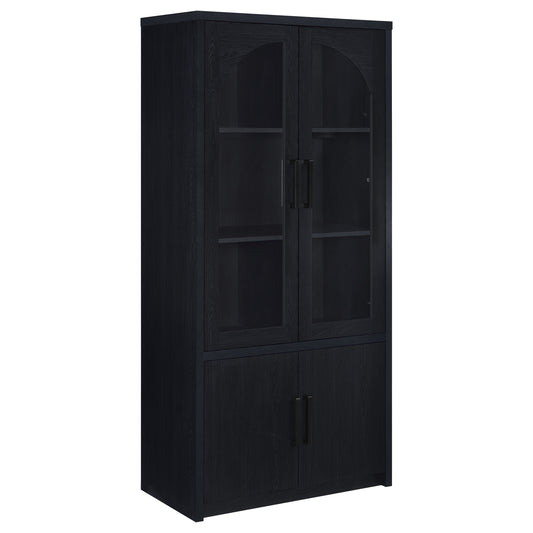 Riva 4-door Tall Accent Display Cabinet LED Lighting Black