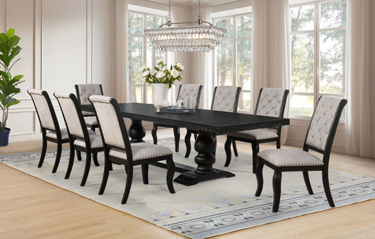 Phelps 9-piece Rectangular Dining Table Set Distressed Noir