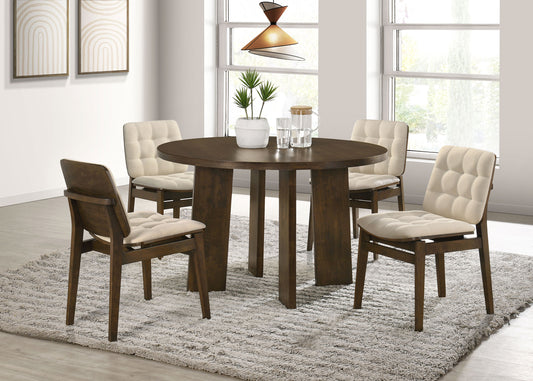 Strouse 5-piece Dining Set Cream and Walnut