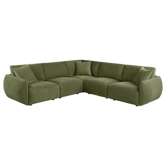 Elysia 5-piece Fabric Upholstered Modular Sectional Sofa Green
