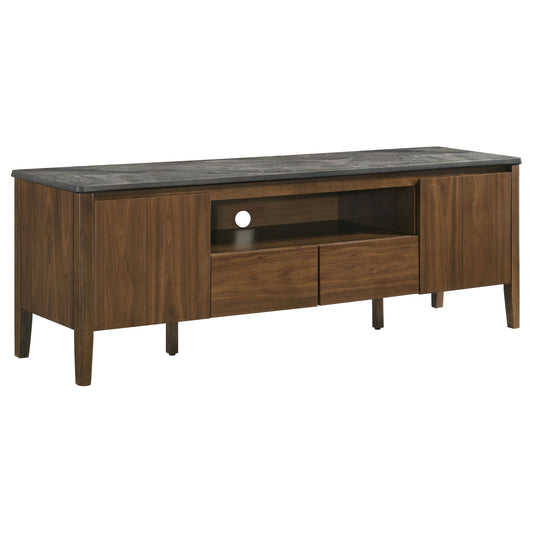 Bradley 63-inch 2-Door SmartTop™ TV Stand Smokey Grey and Brown