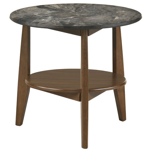 Bradley Round SmartTop™ End Side Table Smokey Grey and Dark Brown