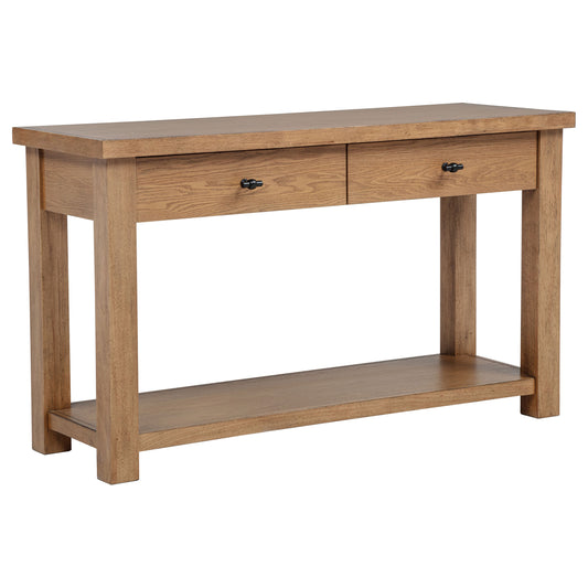 Beasley 2-Drawer Wood Console Table Golden Oak