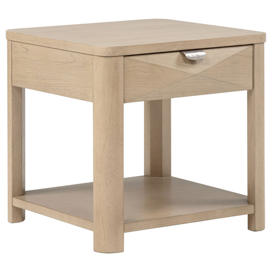 Marcelo Wood End Table with Drawer and Shelf Light Elm