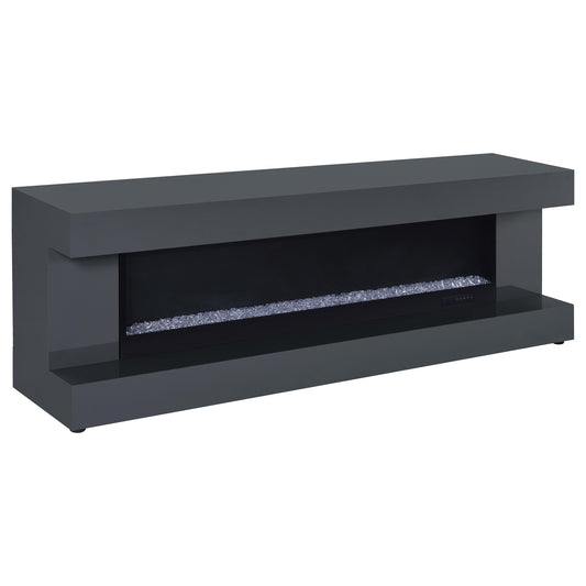 Mallory TV Stand Fireplace Console Bluetooth Speaker Grey High Gloss