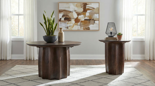 Cayenne 2-piece Solid Mango Wood Coffee Table Set Walnut