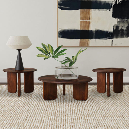 Dale 3-piece Solid Wood Coffee and End Table Set Brown