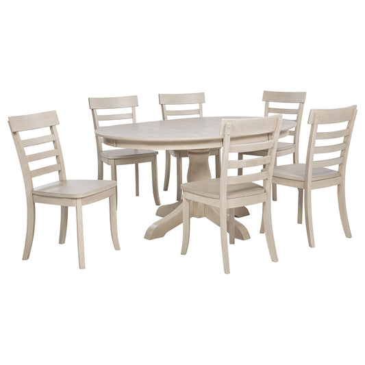 Orrison 7-piece Oval 62-inch Extension Leaf Dining Set Linen