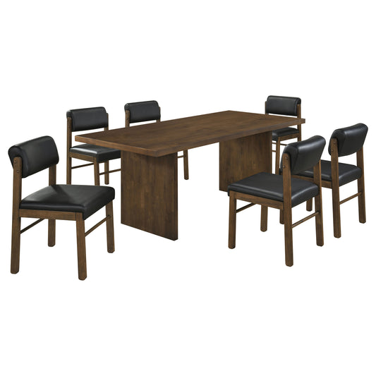 Decker 7-piece 82-inch Rectangular Dining Set Black and Walnut