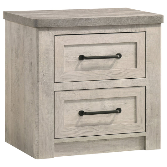 Nevado Farmhouse 2-Drawer Nightstand Grey and Weathered Taupe