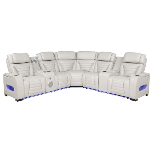 Zuma 3-Piece Dual Power Reclining Sectional with Bluetooth Greige
