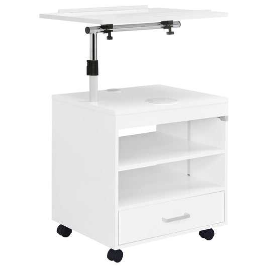 Lerma 1-drawer Adjustable Tray Top Nightstand with Speaker White High Gloss