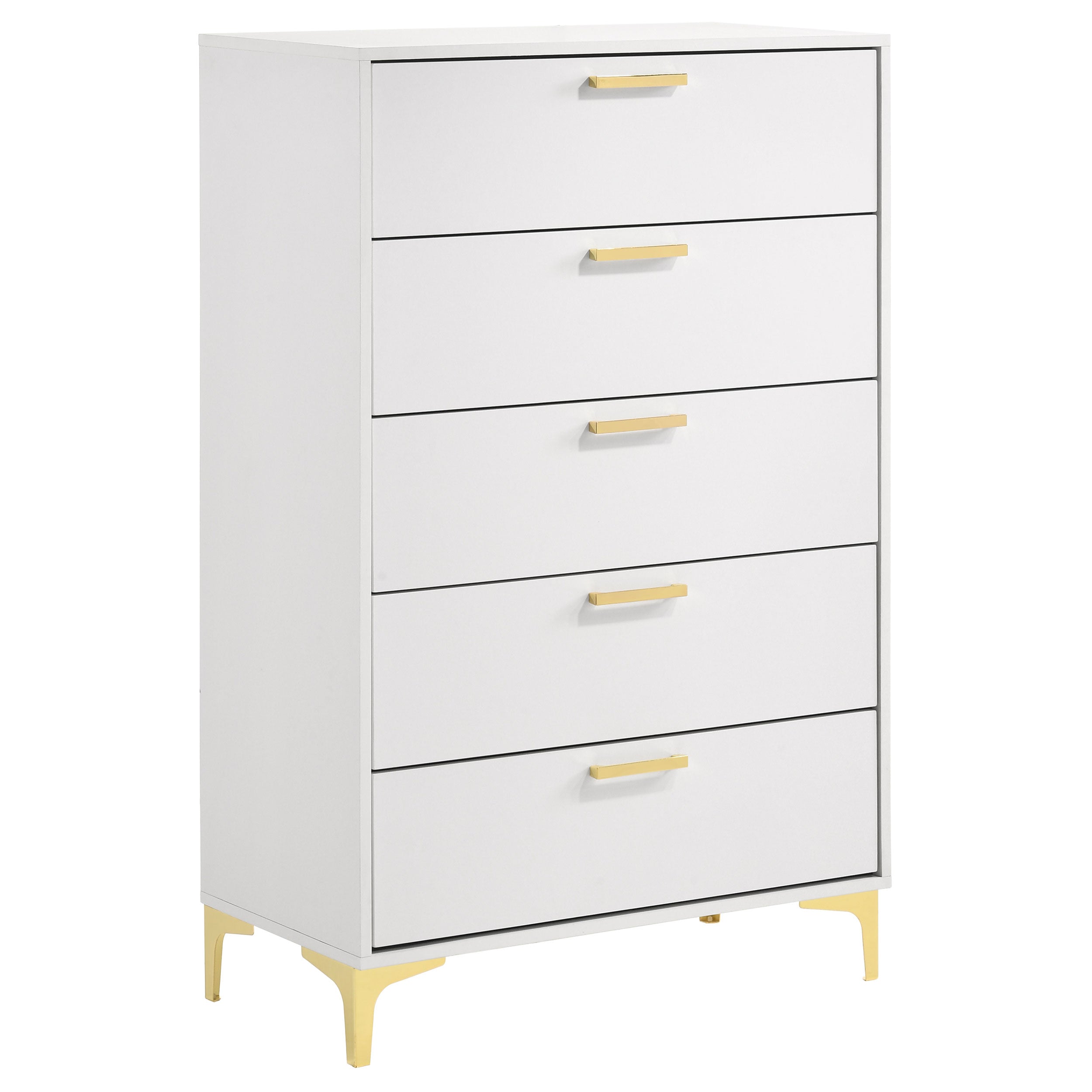 tall modern white dresser Kendall 5-drawer Bedroom Chest White – Charlotte's Furniture and Fashion