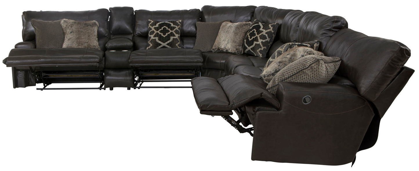 Como - 7 Piece Italian Leather Match Reclining Sectional