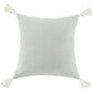 Luna - Washed Linen Tasseled Square Pillow - Light Gray