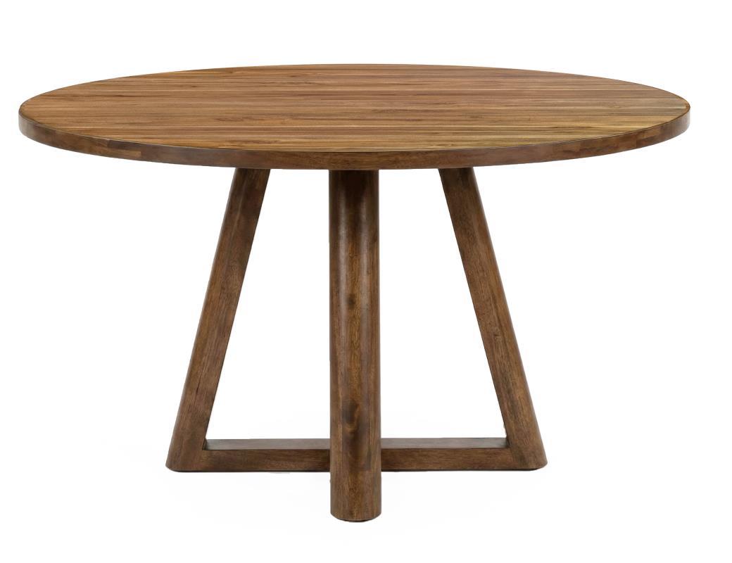 Silver - Round Dining Table - Brown