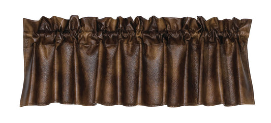 Brown Faux Leather - Faux Leather Valance - Two-Toned Brown