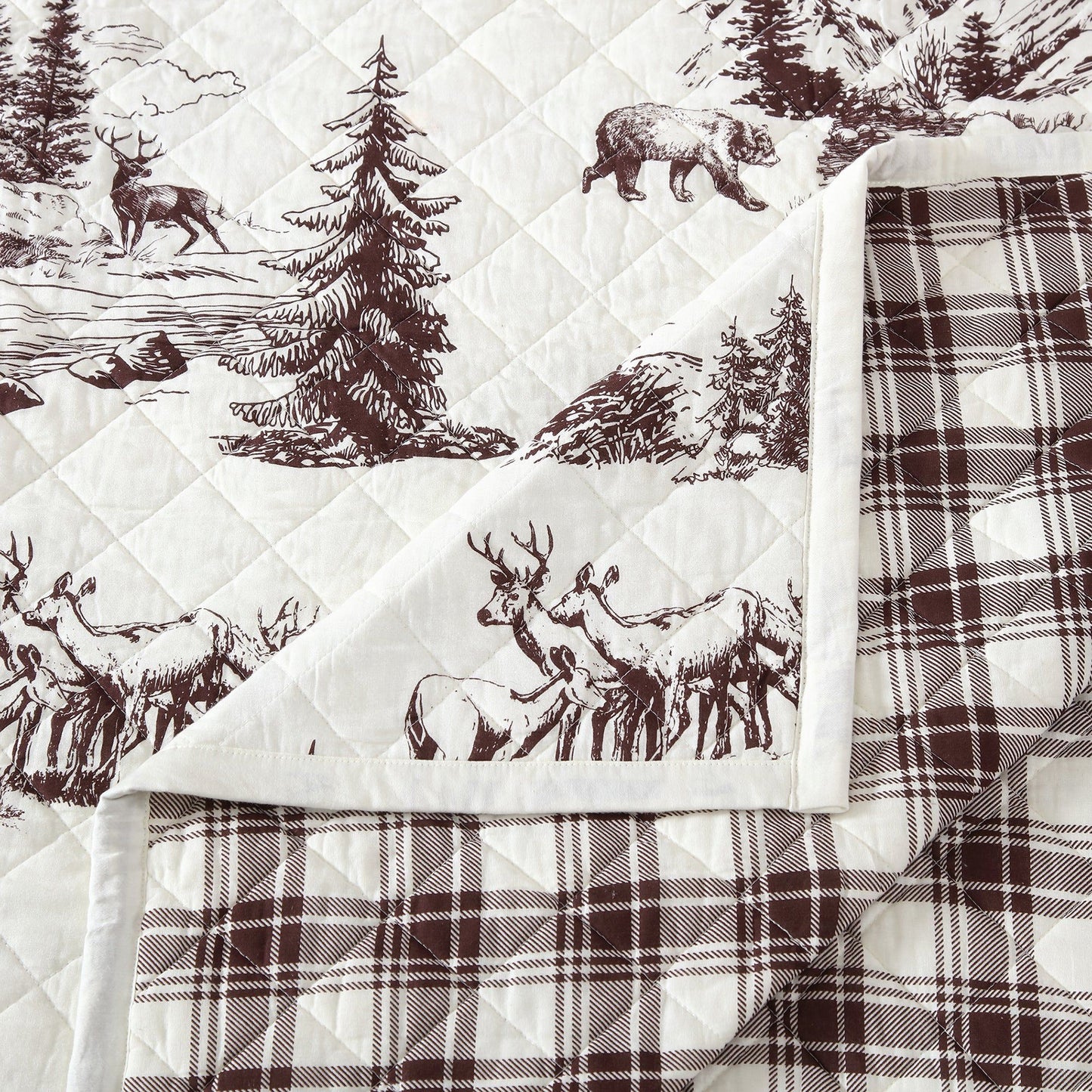 White Pine - Full/Queen Reversible Quilt Set (Set of 3) - White