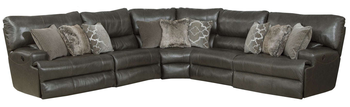 Como - 5 Piece Italian Leather Match Reclining Sectional