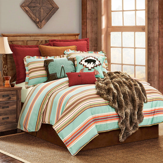 Serape - Queen Comforter Set (Set of 3) - Turquoise / Brown