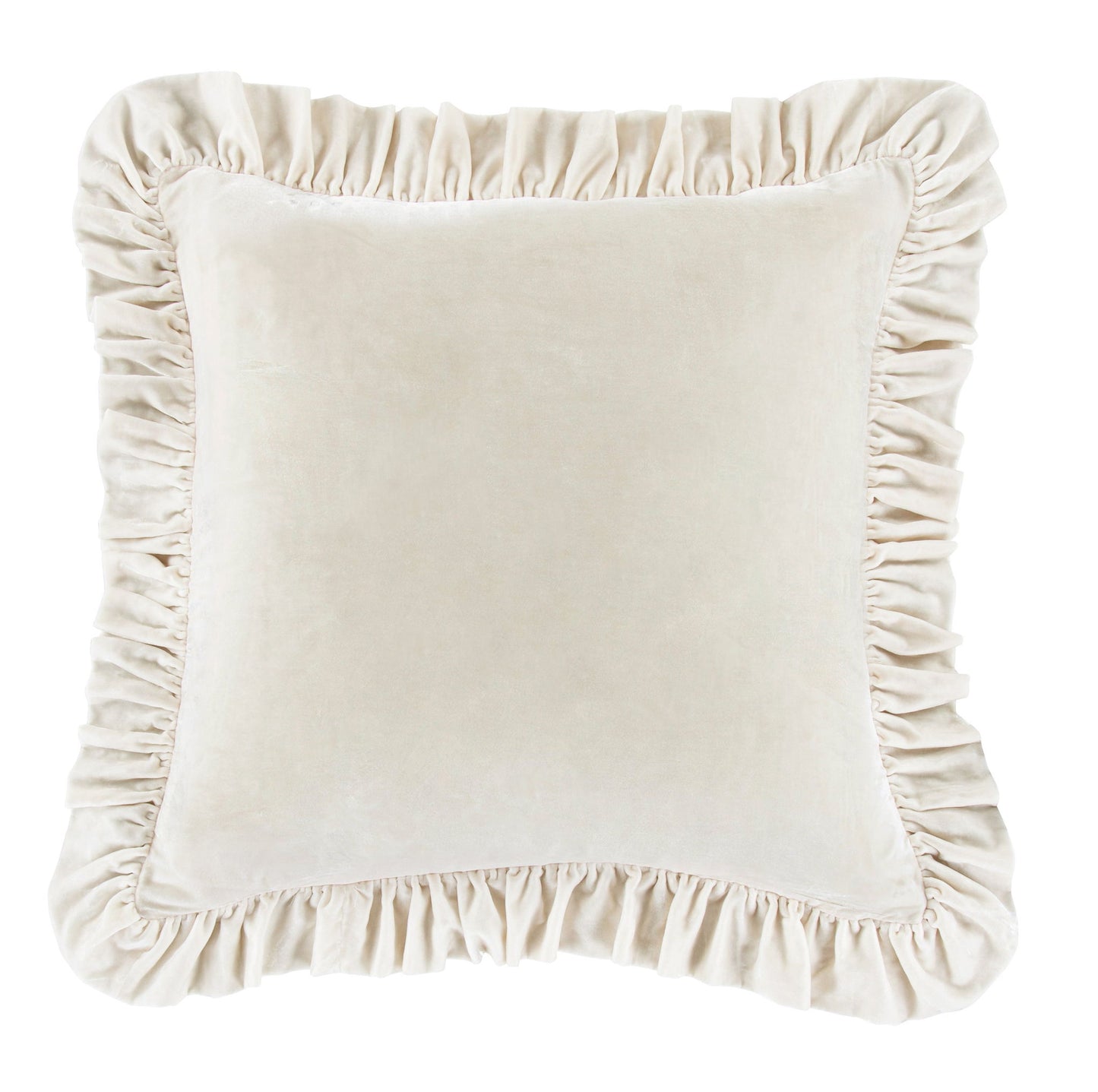 Stella - Faux Silk Velvet Ruffled Euro Sham - Stone