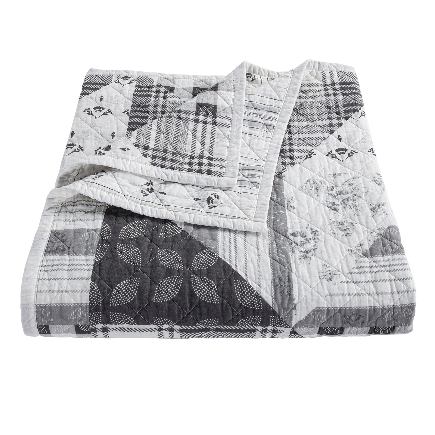 Patchwork Prairie - King Reversible Quilt Set (Set of 3) - Black