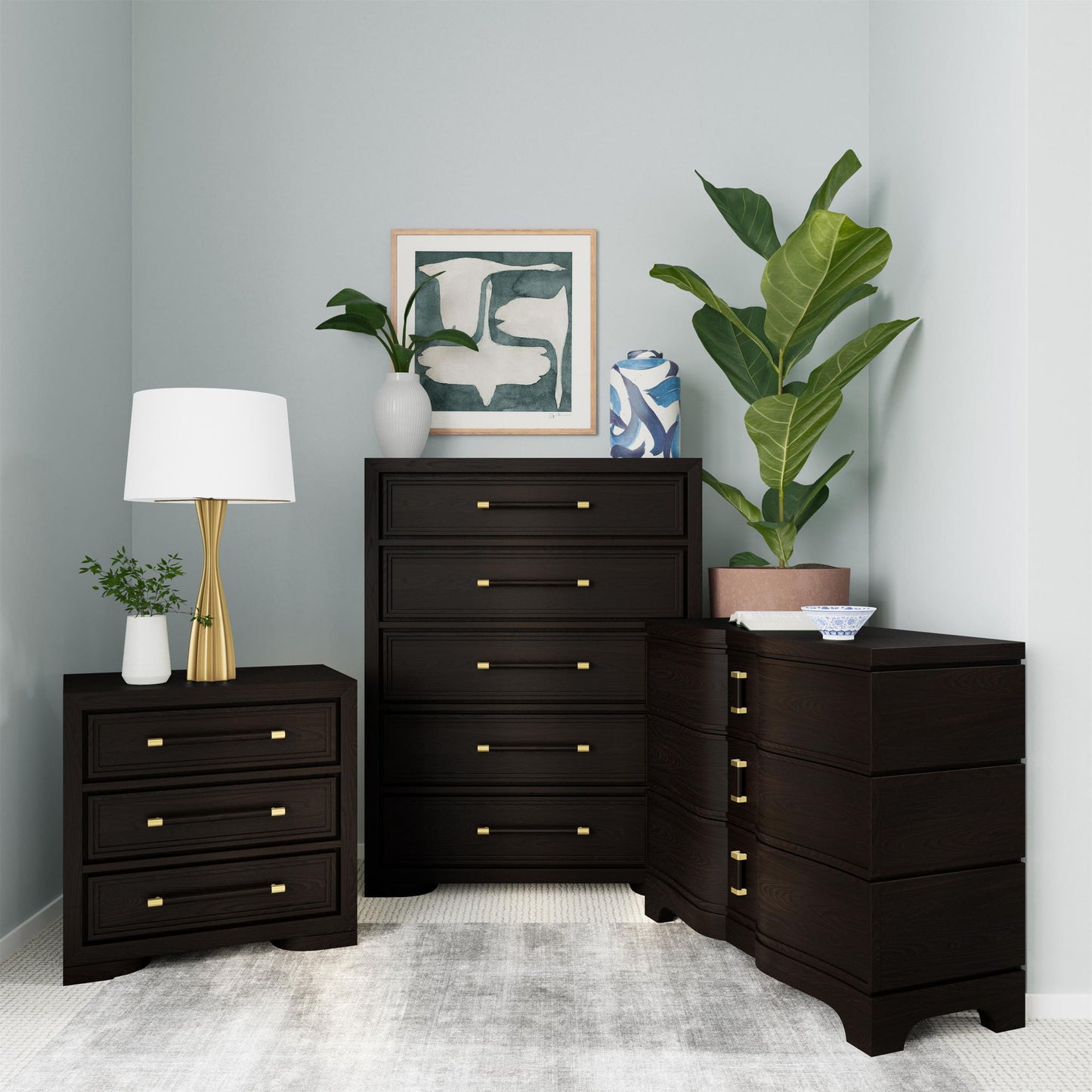 Lydia - 3 Drawer Nightstand - Dark Brown