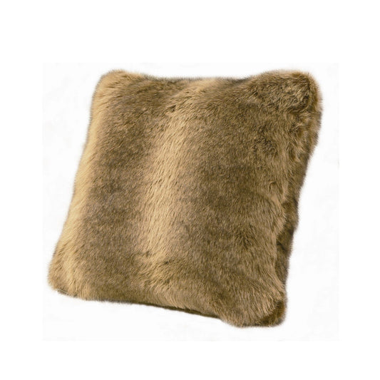 Wolf Fur - Faux Wolf Fur Throw Pillow - Tan