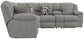 Quinn - 3 Piece Reclining Sectional With 4 Reclining Seats, Storage Arms, Storage Console With Lights, And Drop Down Table - Nature