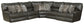Como - 5 Piece Italian Leather Match Reclining Sectional