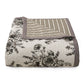 Lyla - Full/Queen Reversible Floral Print Quilt Set (Set of 3) - White / Brown