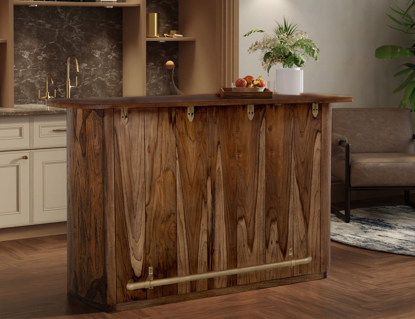 Balam - 1 Drawer & 2 Door Bar - Light Brown