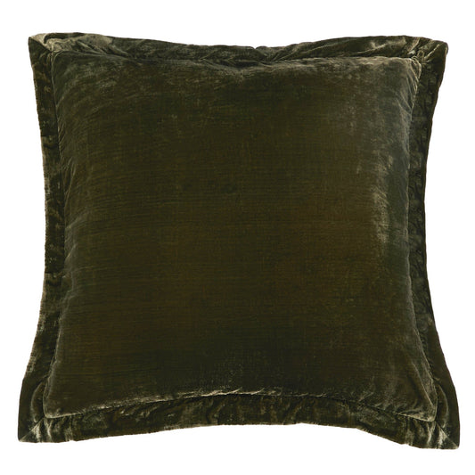 Stella - Faux Silk Velvet Flanged Euro Sham - Fern Green
