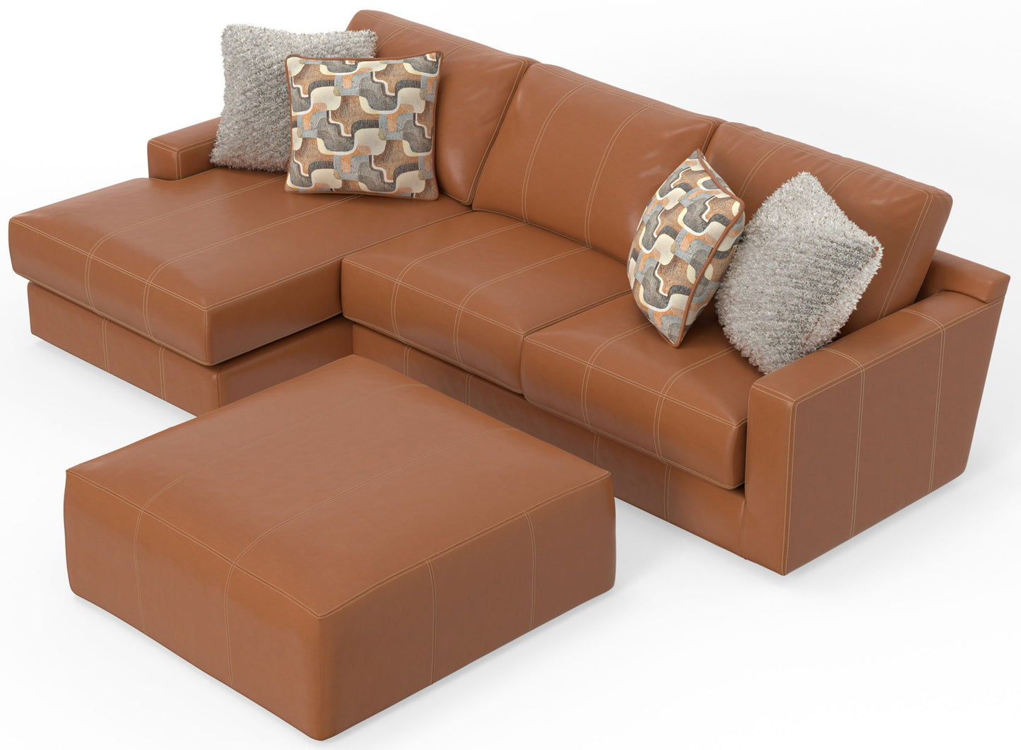 Minori - Italian Leather Sofa / Chaise And Cocktail Ottoman