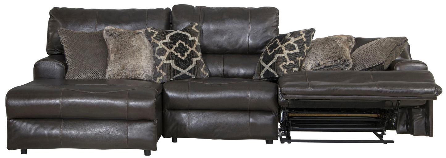 Como - 3 Piece Italian Leather Match Reclining Sectional