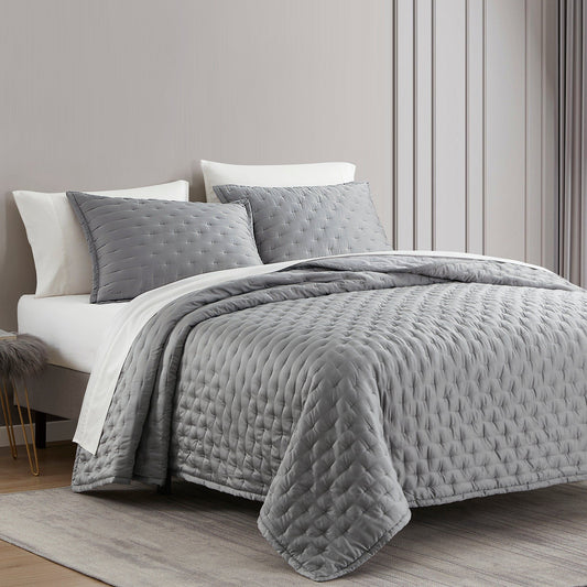 Lyocell - Full/Queen Eucalyptus Quilt Set (Set of 3) - Gray