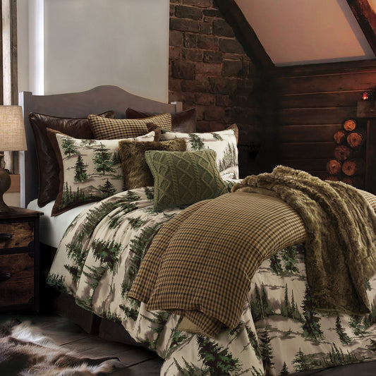 Joshua - Twin Comforter Set (Set of 2) - Brown / Green / Cream