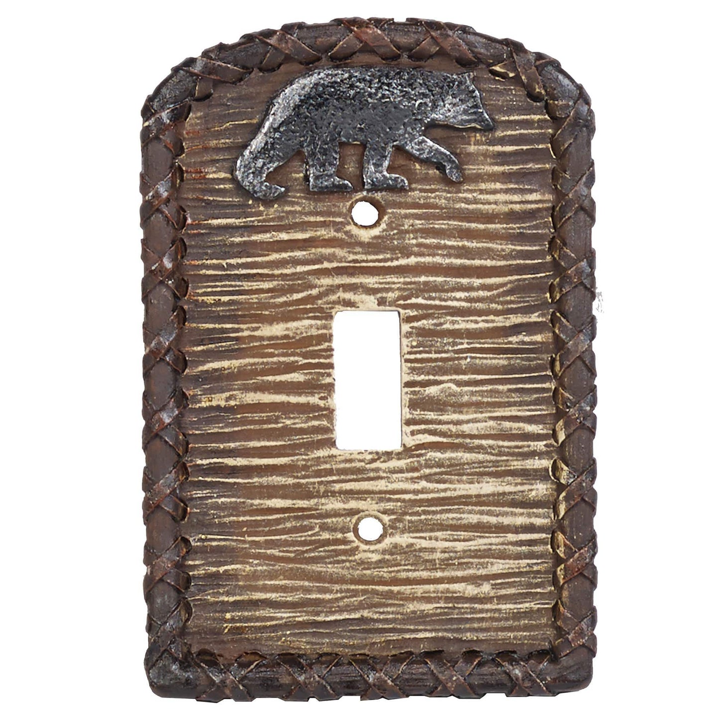 Pine Bark Switch Plate - 5" x 3.5" Bear Single Wall Switch Plate  - Multi