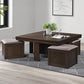 Paxton - 5 Piece Living Room Set (Storage Coffee Table With 4 Tuck-In Ottomans) - Dark Brown