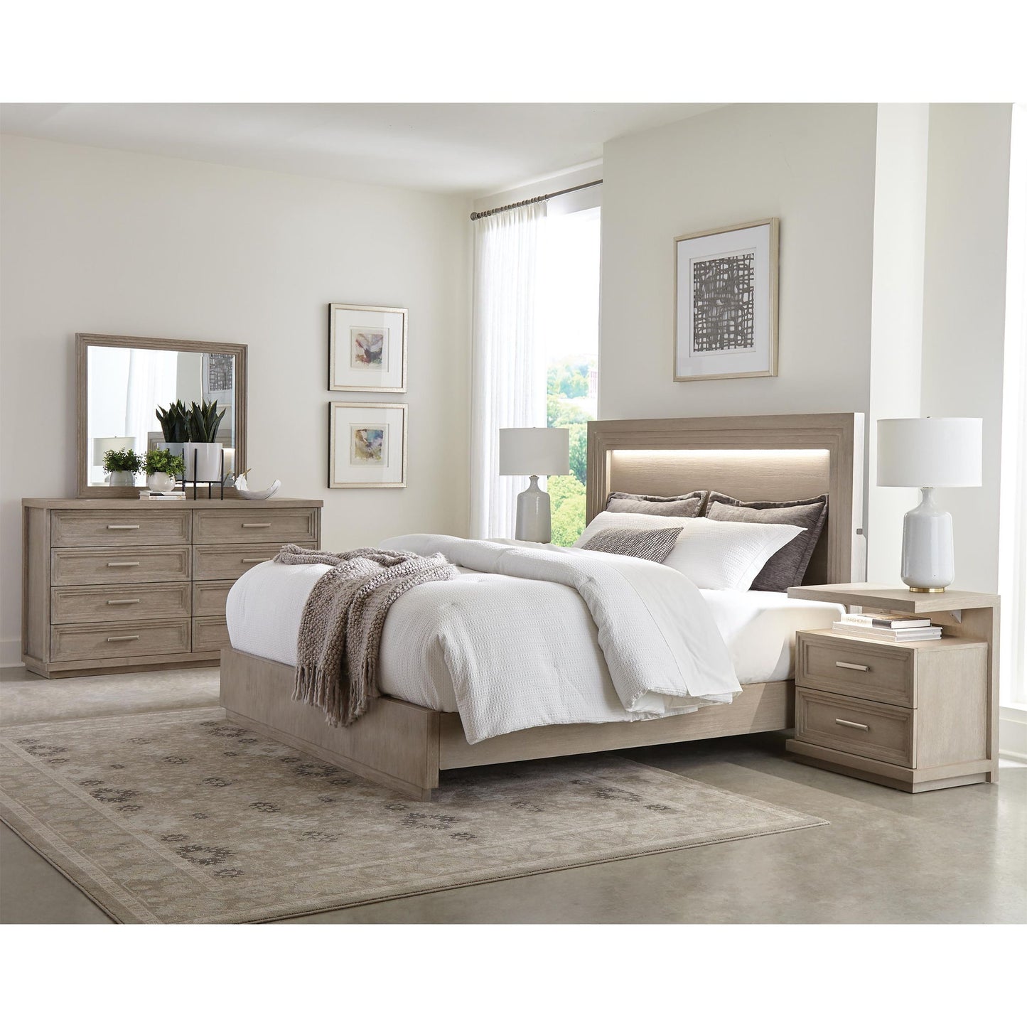 Cascade - Panel Bed With LED Light Strip
