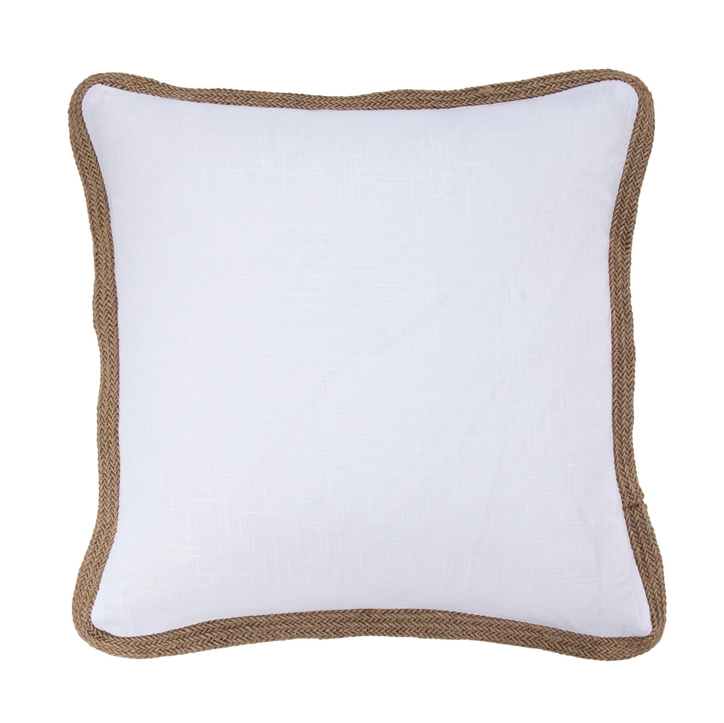 Luna - Washed Linen Jute Trimmed Euro Sham - White