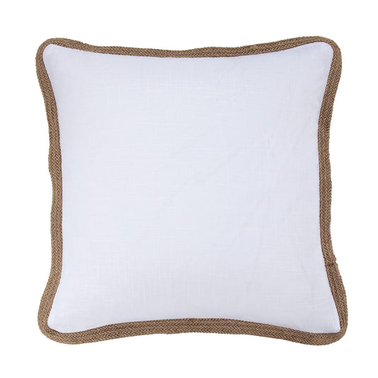 Luna - Washed Linen Jute Trimmed Euro Sham - White