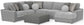 Canyon - 4 Piece Sectional With Cuddler Seat Cushions, Included Accent Pillows And Cocktail Ottoman (Right Side Facing Chaise) - Platinum