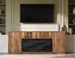 Balam - 80" Wall Unit With Electric Fireplace - Light Brown