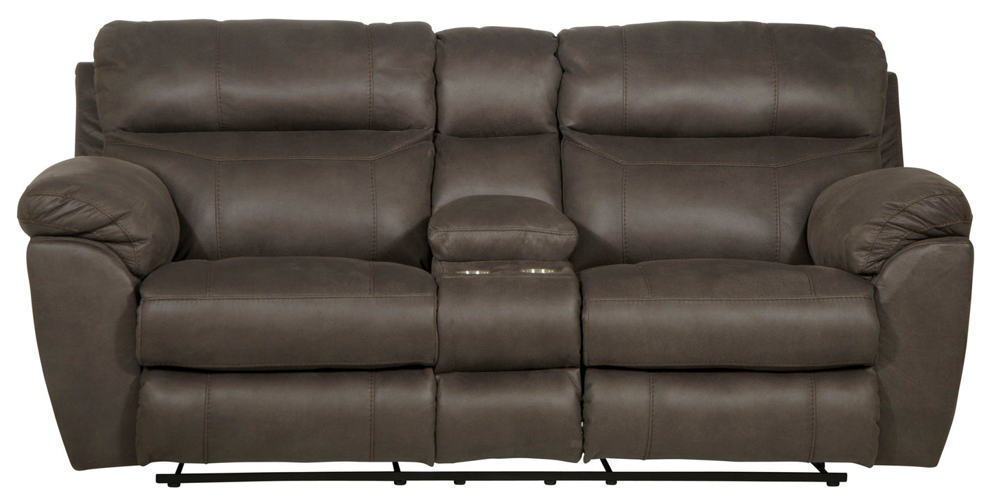 Atlas - Reclining Console Loveseat With Storage - Charcoal