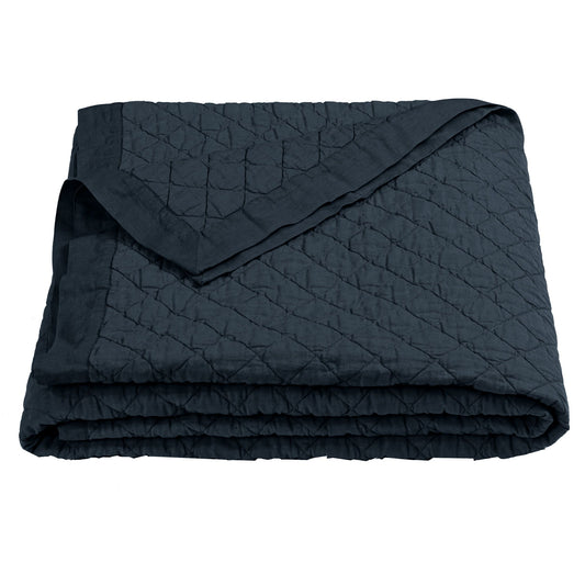 Diamond Linen - Twin Linen Cotton Diamond Quilt - Navy