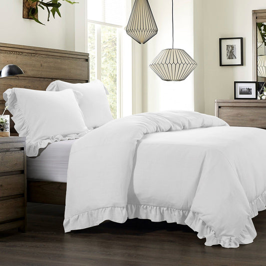 Lily - King Washed Linen Duvet Cover - White