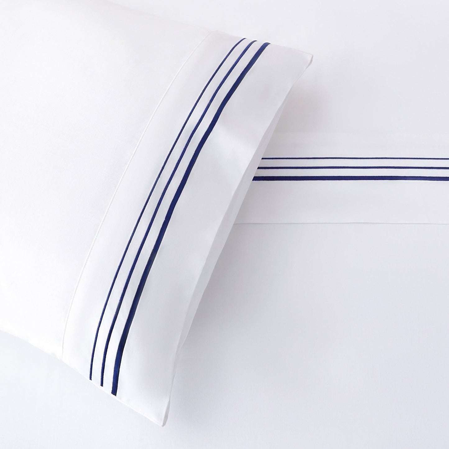 Border Embroidery - King Sheet Set (Set of 4) - Navy
